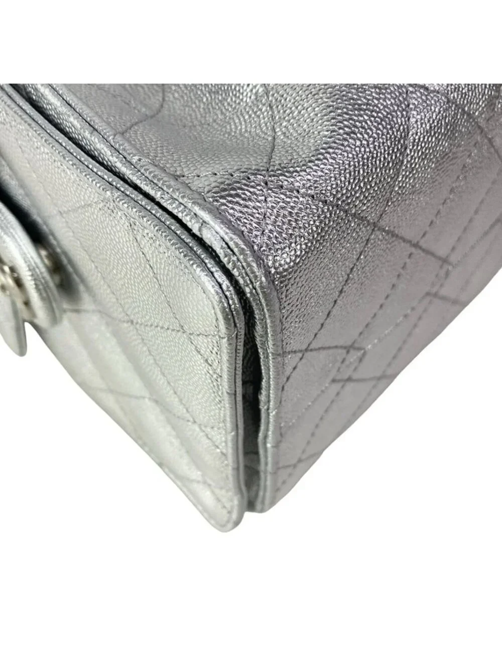 Chanel Shoulder Bag 25 Small Silver Metallic